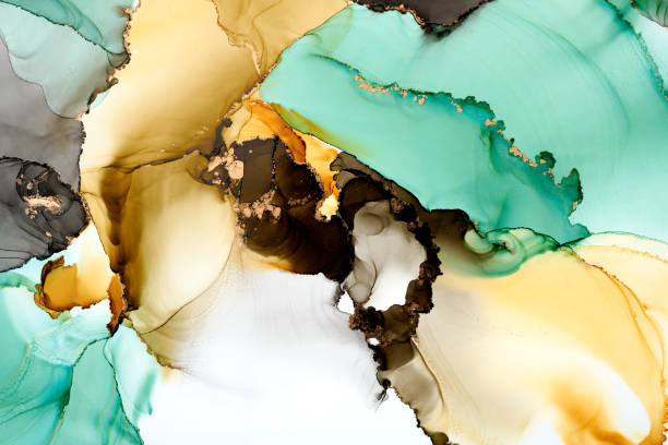 istock Natural  luxury abstract fluid art painting in alcohol ink technique. Tender and dreamy  wallpaper. Mixture of colors creating transparent waves and golden swirls. For posters, other printed materials 2168522011