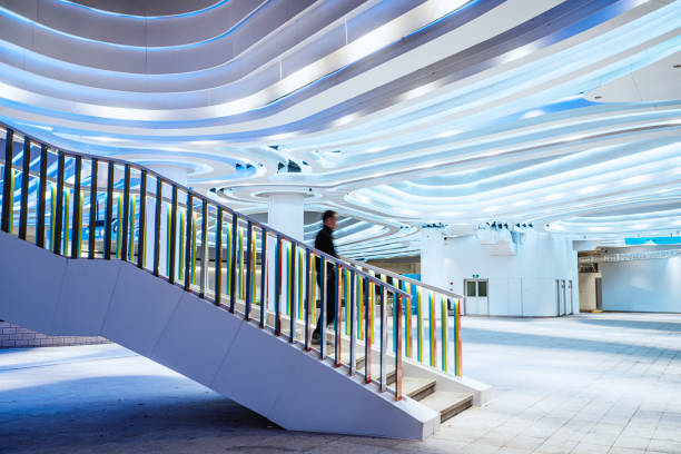 istock Futuristic Interior Design with Curved Ceiling in Shanghai Building 2168522410