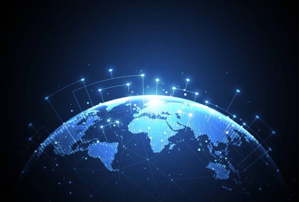 istock Global network connection. World map point and line composition concept of global business. Vector Illustration 2168522472