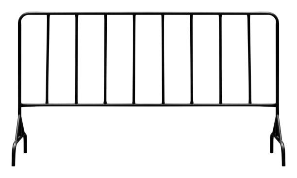 istock Mock up black pattern steel barrier isolated on white background with clipping path 2168522645