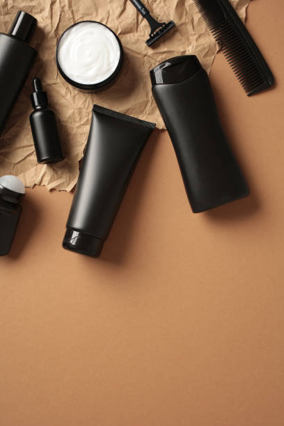 istock Natural SPA bathroom cosmetics set on brown background. Flat lay, top view 2168535565