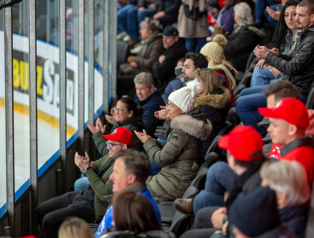 istock Enthusiastic Hockey Fans Cheering from the Stands 2168544122