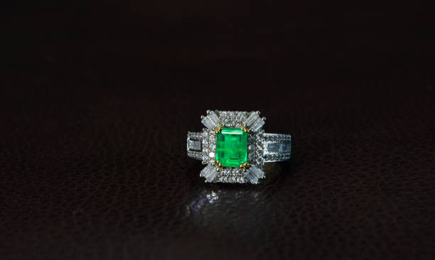istock Emerald is a ring decorated with green emeralds and diamonds, 2168548606