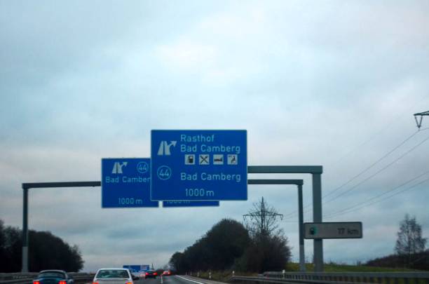 istock Sign on the highway in the cloudy day 2168549375