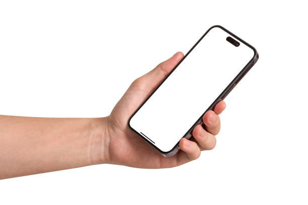 istock Hand showing smartphone with blank screen isolated on white background. Concepts for business finance, Concept technology, Concept product advertising and Concept marketing. Image high quality for your Idea. 2168550014