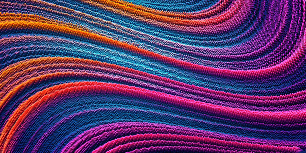 istock Colorful wavy motion background, rippled curved flowing pattern, with square shape particulars. 3d illustration. 2168551945