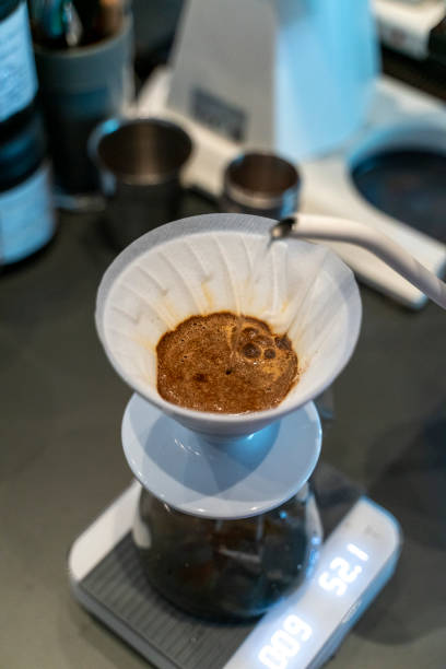 V60 Coffee brewing and serving