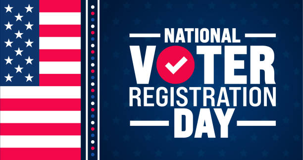 bildbanksillustrationer, clip art samt tecknat material och ikoner med national voter registration day background or banner design template. holiday concept. template for background, banner, card, poster, placard, design template with unique shapes with standard color. - register