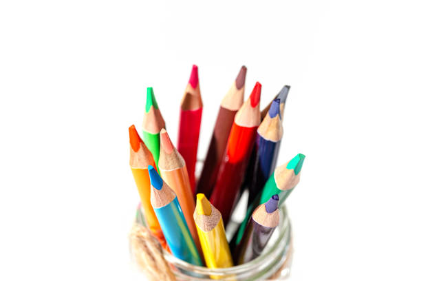istock Colorful pencils closeup on white background. Back to school concept 2168569735