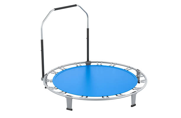 istock Fitness rebounder, exercise trampoline with adjustable foam handle. 3D rendering 2168569850