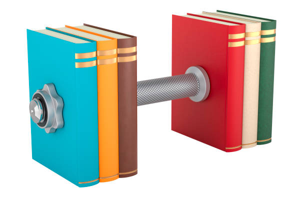 istock Dumbbell made from stack of books. Train and pump you brain, concept. 3D rendering 2168574451