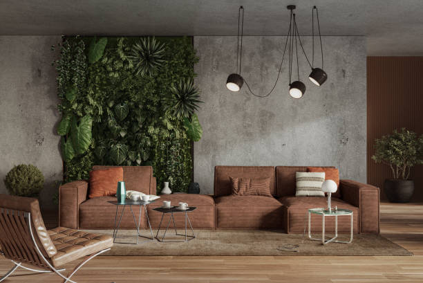 istock Vertical Green Wall in modern living room interior design, 3d render 2168577667