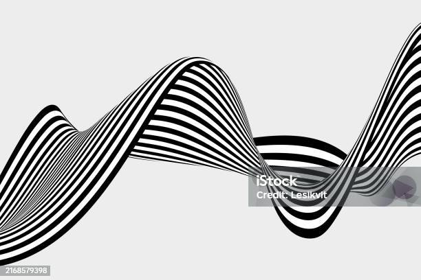Curved Stream Pattern Black And White Wavy Line Stream Curved Curved Wave Abstract Background ...