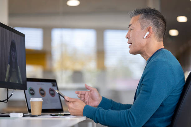 Businessman during conference call