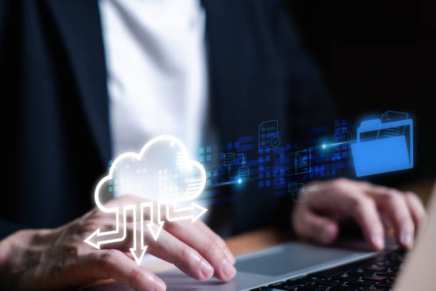 istock Business person migrate data and corporate information into cloud technology for data security and back up as disaster recovery site and prevent for cyber crime. Data inventory for enterprise. 2168585801