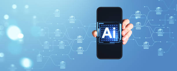 istock Man holding smartphone, AI document management system hologram hud 2168587112
