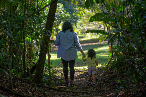 istock Mother and daughter walking on a trail through the Amazon rainforest. 2168588935