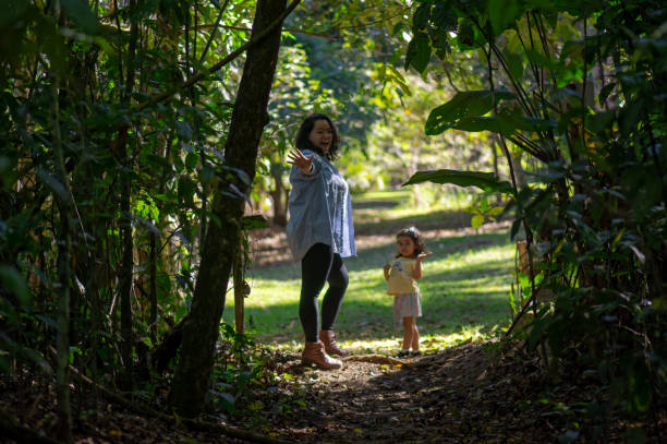 istock Mother and daughter walking on a trail through the Amazon rainforest. 2168588938