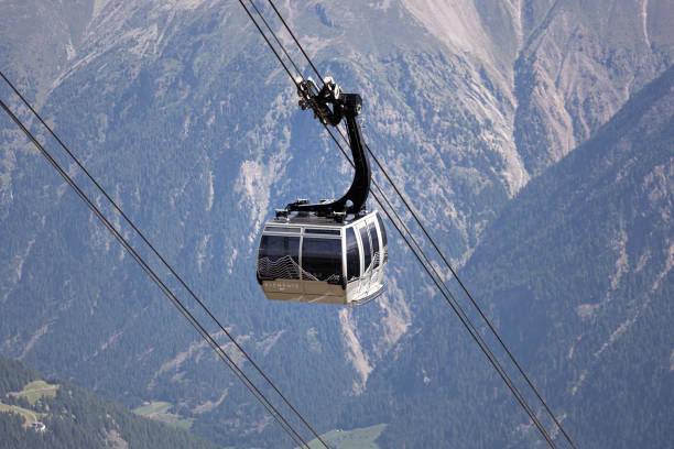 soelden, tirol, austria - 22 08 2024: the gaislachkogel mountain cable car mid air