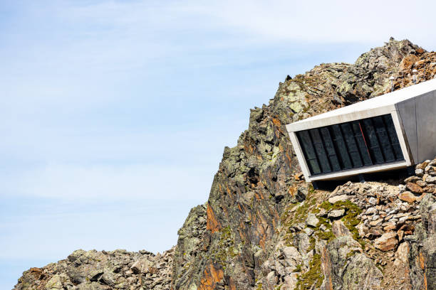 soelden, tirol, austria - 22 08 2024: a james bond 007 elements installation in the alps