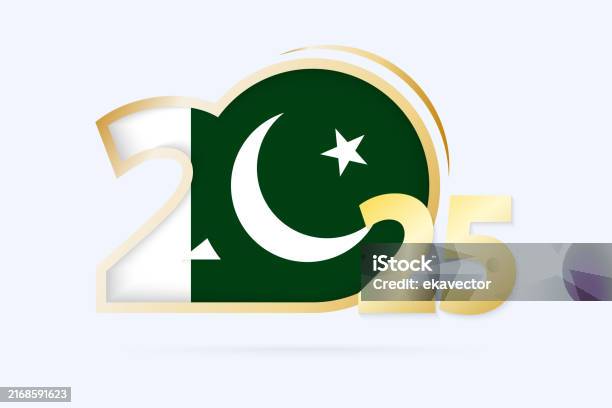 Year 2025 With Pakistan Flag Pattern Stock Illustration - Download