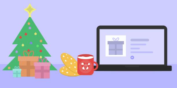 istock Merry Christmas and Happy New Year background. Pile of red gift boxes with a beige bow, handing decorative balls bauble, green pine trees. Holiday banner, web poster, greeting card. 3d rendering 2168596023
