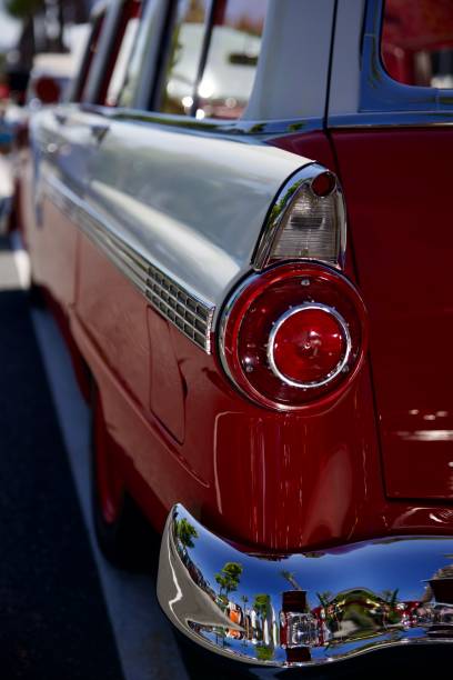 istock Vintage red and white surf wagon at the beach 2168604913