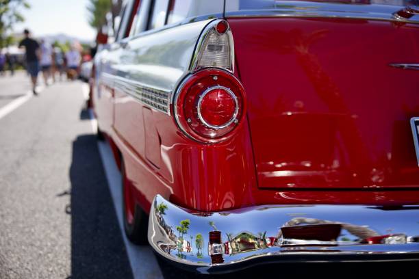 istock Vintage red and white surf wagon at the beach 2168604929