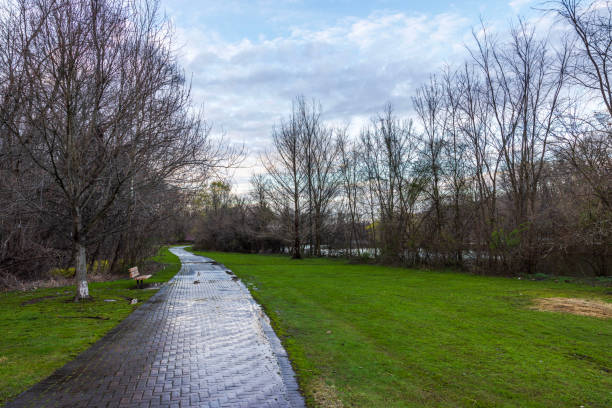 Paved walking trail at Valley Forge National Historic Park, Pennsylvania, USA