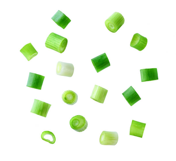 istock Chopped fresh green onions isolated on a white background. 2168630692