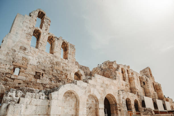 Back side of the amphitheater at the base of the Acropolis in Athens, Greece.