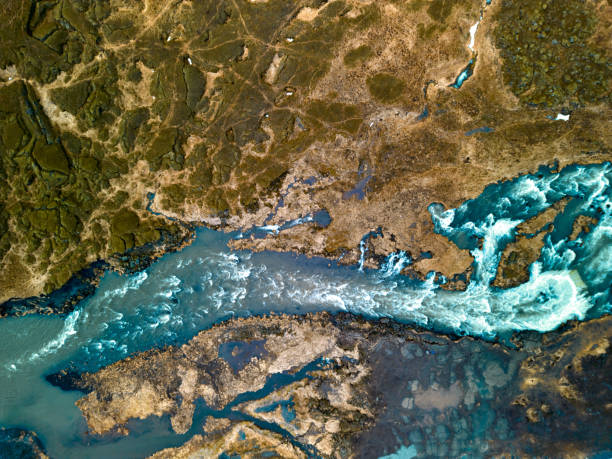 istock Turquoise glacial river flowing through vast landscape 2168635637