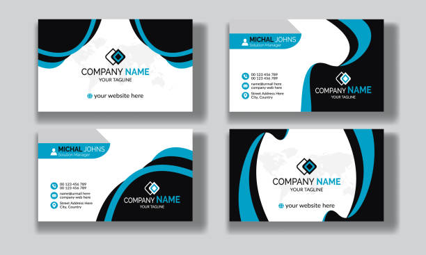 istock Creative modern clean corporate double-side business card template, personal visiting card, vector illustration, professional simple identity blue, red white and black elegant visiting card 2168639553