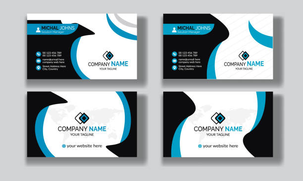 istock Creative modern clean corporate double-side business card template, personal visiting card, vector illustration, professional simple identity blue, red white and black elegant visiting card 2168639577