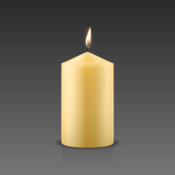 istock Vector 3D Realistic Paraffin Wax Burning Party Spa Candle and Burning Flame Closeup. Candle, Candle Flame Design Template for Relaxation, Wellness and Celebration Concept, Front View 2168647657