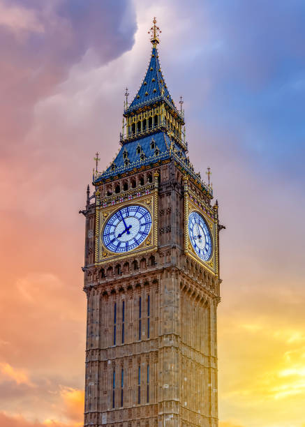 istock Clock of Big Ben tower at sunset, London, UK 2168648355