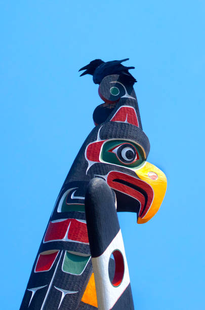 Canada, British Columbia, Alert Bay, first nations totem pole,