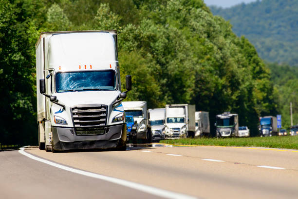 istock Long Line of Summer Traffic On Busy Interstate Highway 2168653182