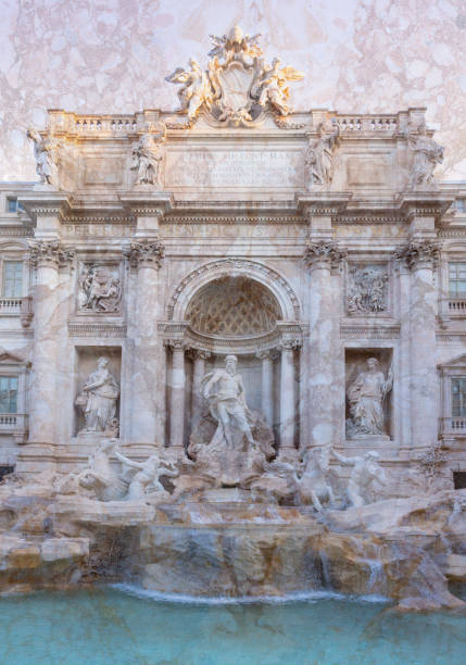 Italy, Rome. The Trevi Fountain (Italian: Fontana di Trevi) is an 18th-century fountain in the Trevi district in Rome, Italy, designed by Italian architect Nicola Salvi and completed by Giuseppe Pannini and several others.