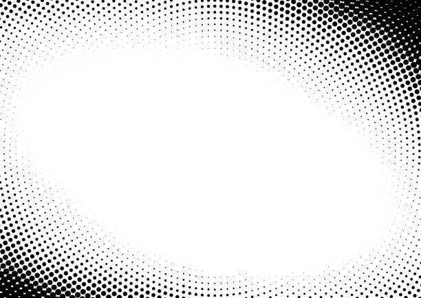 Black comic radial gradient dots pattern vector background illustration template