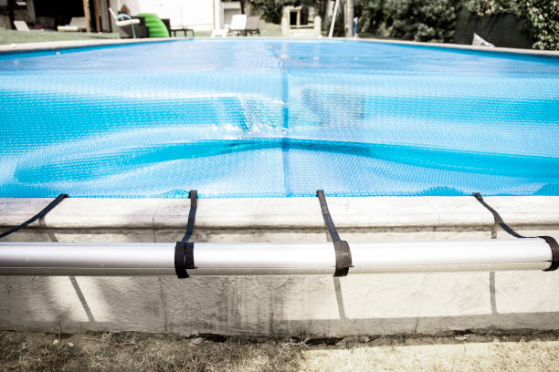 Pool with thermal foil cover