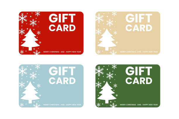 Set of colorful New Year and Christmas gift vouchers. Set of colorful New Year and Christmas gift vouchers. Vector. gift certificate stock illustrations