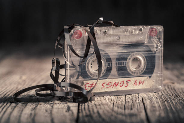 istock Classic and old one audio cassette with an extracted tape 2168666165