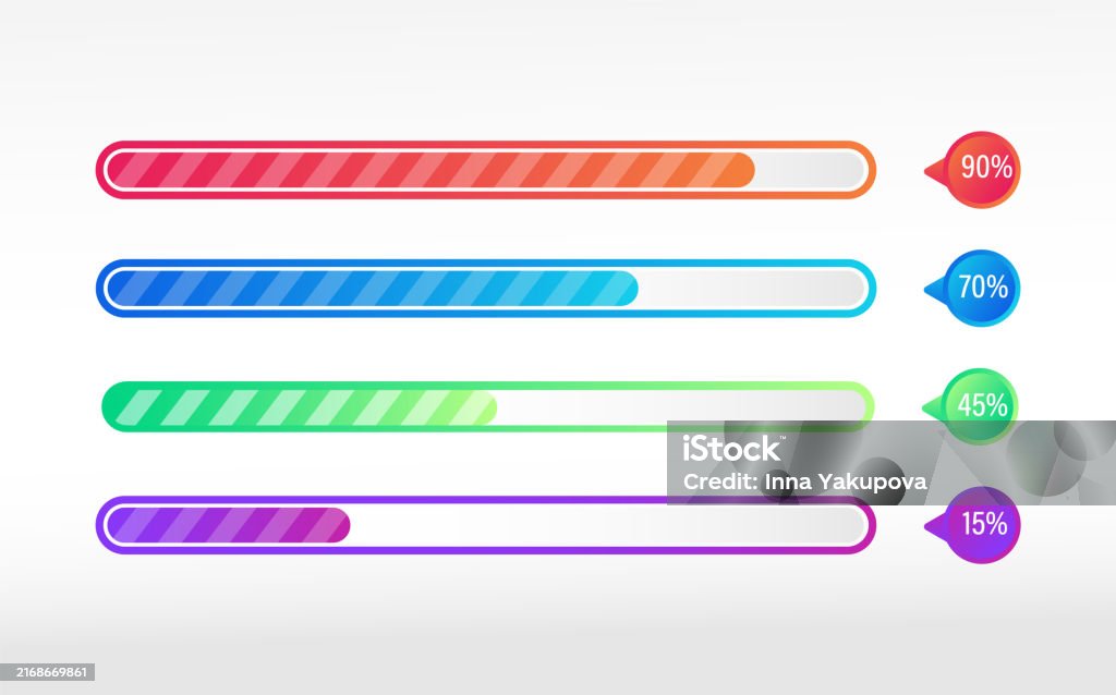 Loading Data Indicator Loading Indicators Set Download Or Load Process Lines Percentage ...