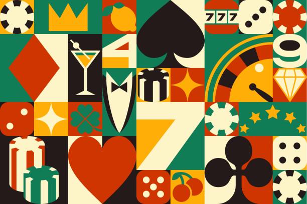 stockillustraties, clipart, cartoons en iconen met casino abstract geometric pattern background - casino