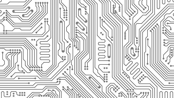 illustrations, cliparts, dessins animés et icônes de modèle de carte mère avec carte de circuit imprimé d’ordinateur - carte mère