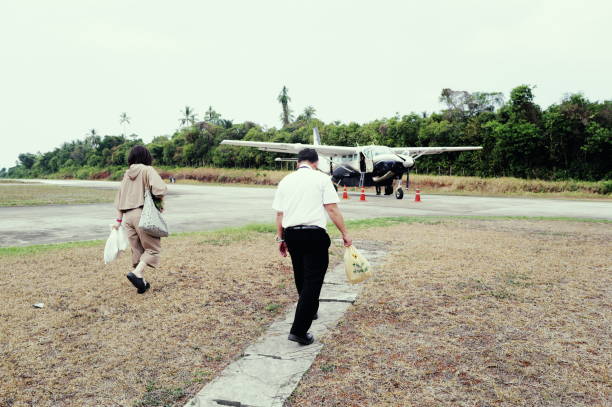 Koh Kood Island Thailand - February 20 2024: Soneva Kiri offers private plane - Cessna Caravan transfers for its guests. This exclusive service typically involves light aircraft that fly directly from Bangkok or nearby areas to the resort on Koh Kood Island.Captured with the Leica Q3.Thailand.