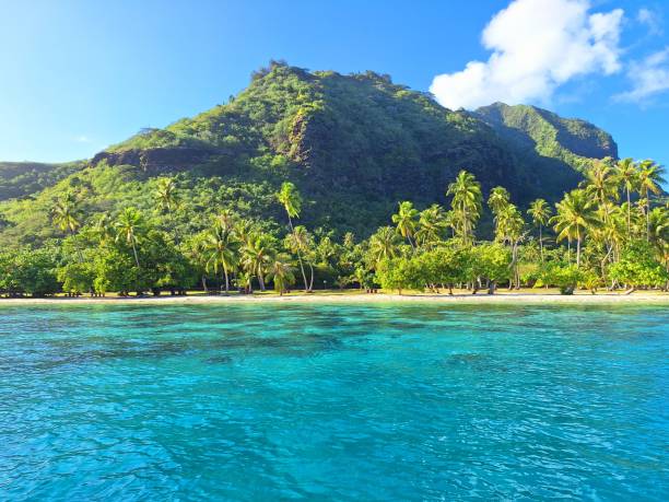 istock Blue lagoon, sand beach and mountain islands 2168707109