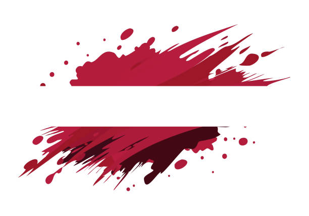 istock Latvia flag painted with Grunge brush stroke, watercolor flag 2168707574