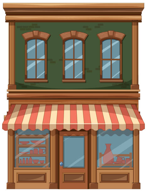 Illustration of a quaint, two-story shop